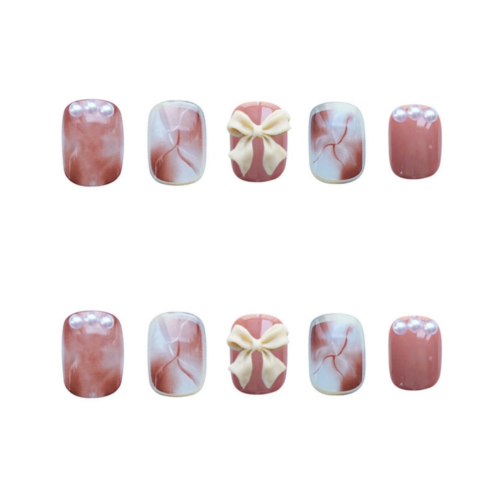 Wholesale Butterfly Pea Powder Smudge Wearable Fake Soft Finger Nail Stickers Finished Product